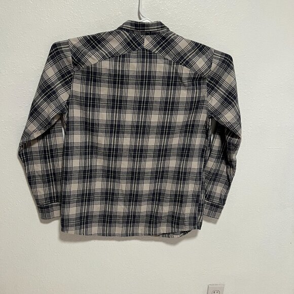 Roark Flannel Shirt Classic Fit Plaid Long Sleeve Gray Blue Men's size Large - Picture 7 of 7